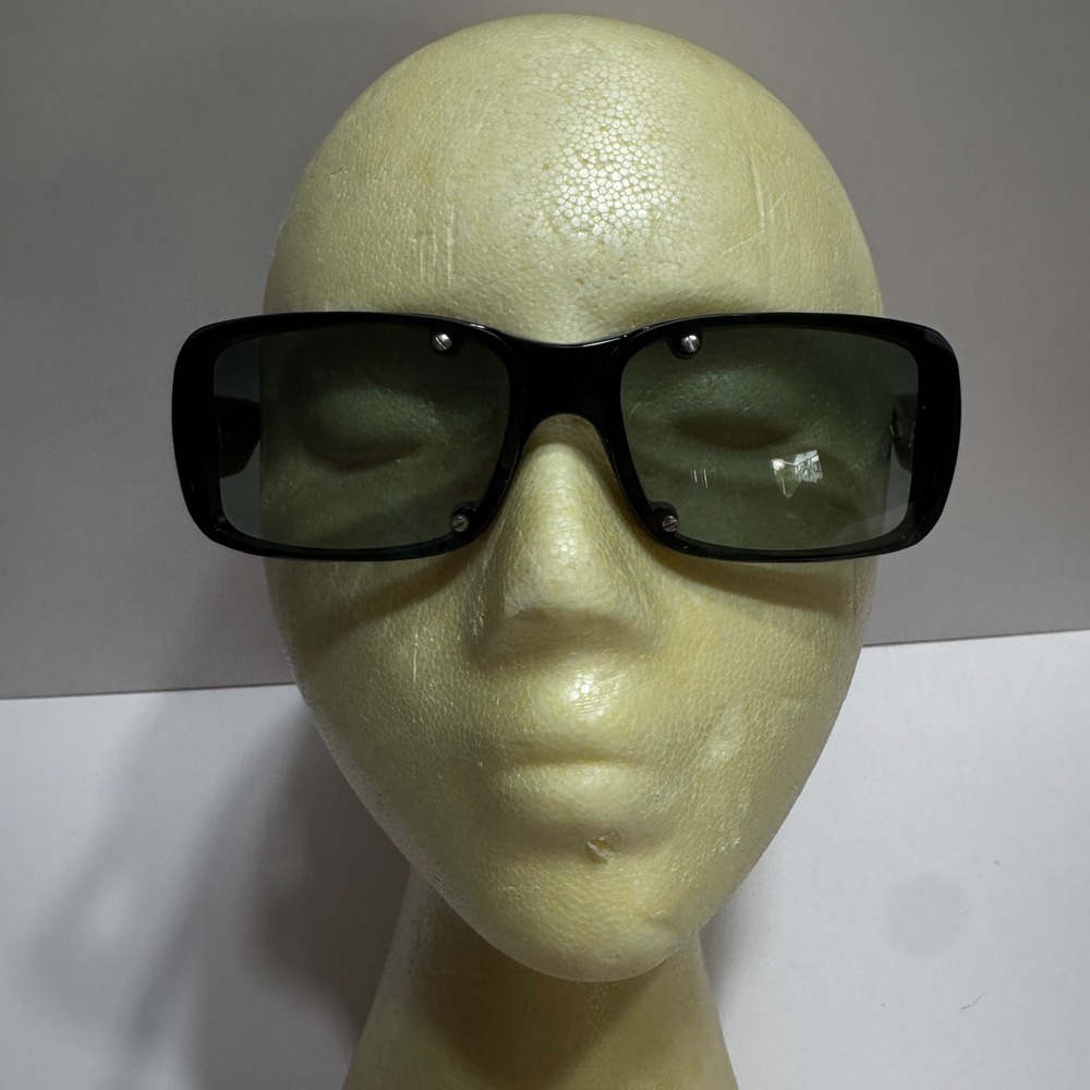 Y2K Vtg Versace MOD 484 Sunglasses Black Rectangular Wrap Screw 1990s Bold Italy